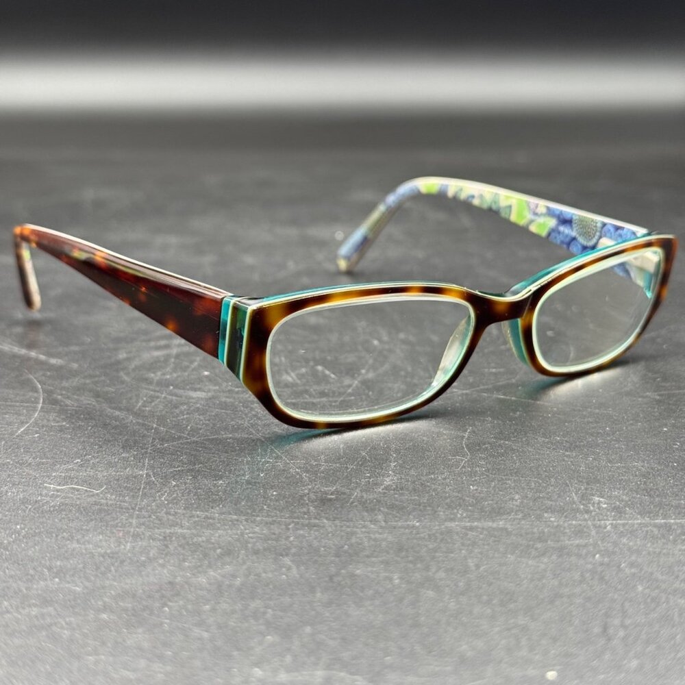 Vera Bradley Designer Reading Glasses Tortoise Blue Green Paisley Frame